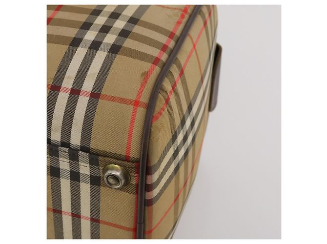 Borsa Boston Burberrys Nova Check Canvas Beige Gold Auth 201962 D'oro - vista 16