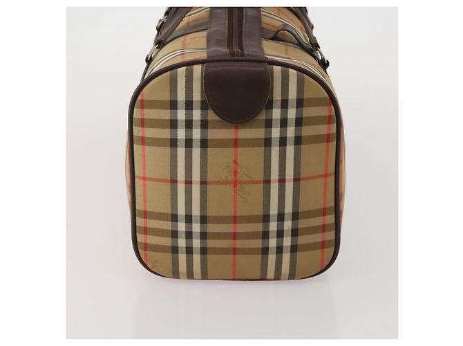 Borsa Boston Burberrys Nova Check Canvas Beige Gold Auth 201962 D'oro - vista 4