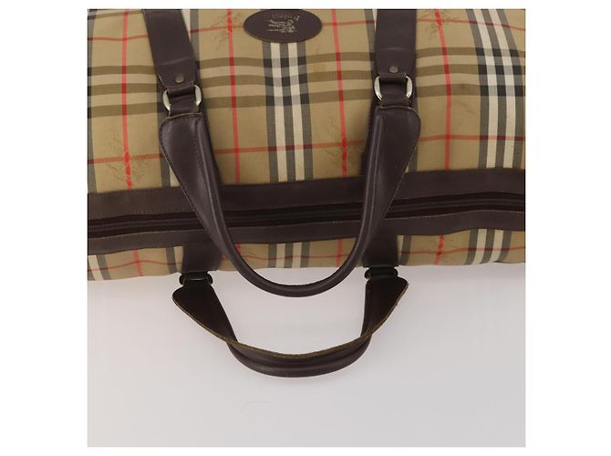 Borsa Boston Burberrys Nova Check Canvas Beige Gold Auth 201962 D'oro - vista 7