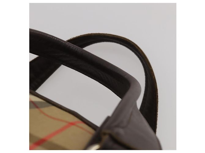 Borsa Boston Burberrys Nova Check Canvas Beige Gold Auth 201962 D'oro - vista 8