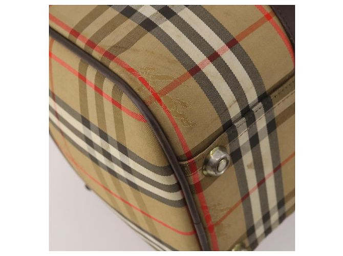 Borsa Boston Burberrys Nova Check Canvas Beige Gold Auth 201962 D'oro - vista 9