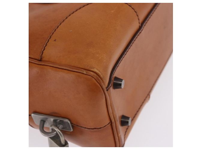 Bolsa de Ombro PRADA em Couro Marrom Prata Auth 202998 - vista 16