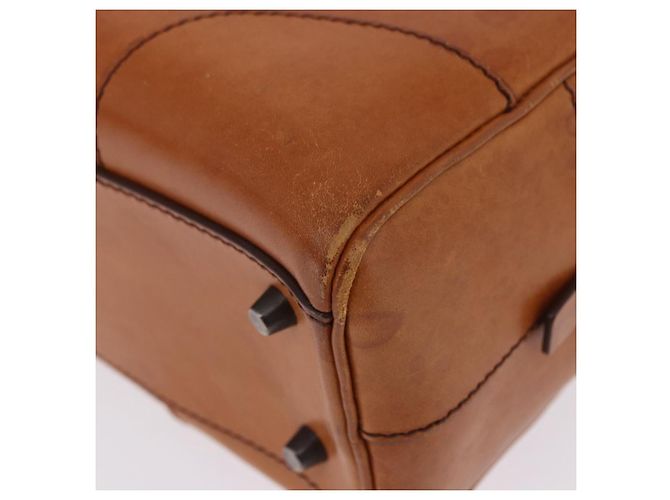 Bolsa de Ombro PRADA em Couro Marrom Prata Auth 202998 - vista 17