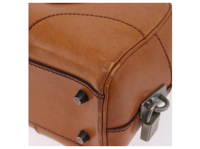 Bolsa de Ombro PRADA em Couro Marrom Prata Auth 202998 - vista 19