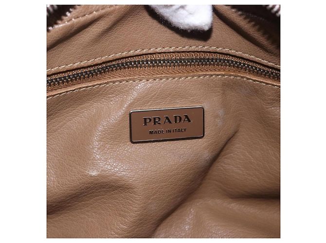 Bolsa de Ombro PRADA em Couro Marrom Prata Auth 202998 - vista 23