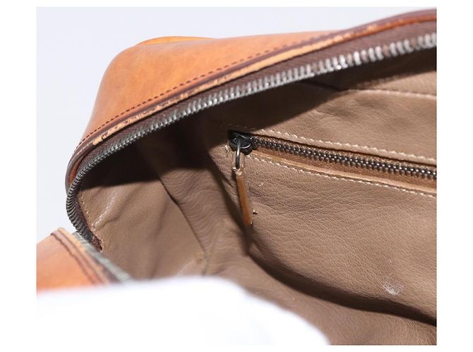 Bolsa de Ombro PRADA em Couro Marrom Prata Auth 202998 - vista 26