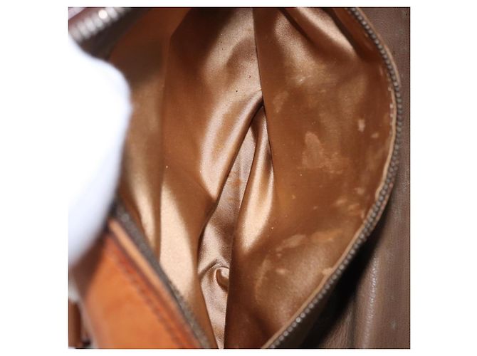 Bolsa de Ombro PRADA em Couro Marrom Prata Auth 202998 - vista 27