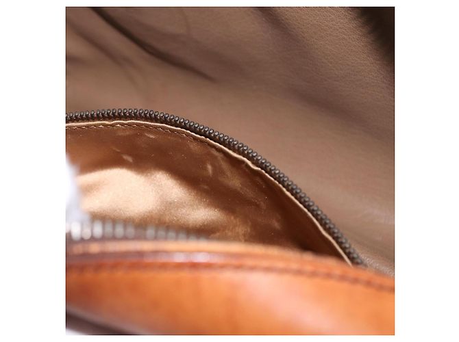 Bolsa de Ombro PRADA em Couro Marrom Prata Auth 202998 - vista 28