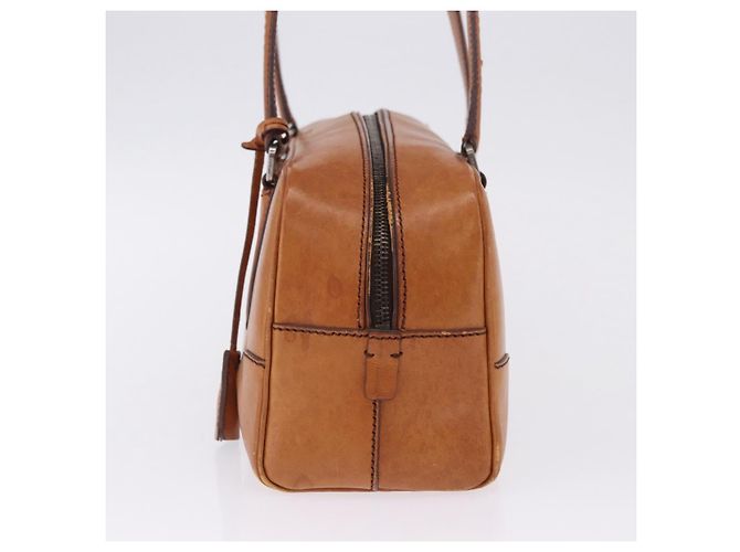 Bolsa de Ombro PRADA em Couro Marrom Prata Auth 202998 - vista 3