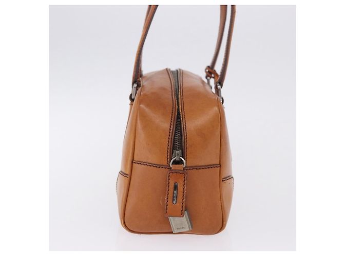 Bolsa de Ombro PRADA em Couro Marrom Prata Auth 202998 - vista 4