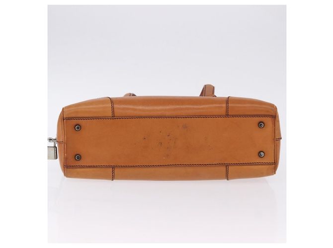 Bolsa de Ombro PRADA em Couro Marrom Prata Auth 202998 - vista 5