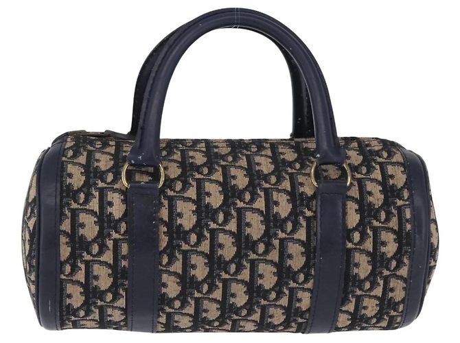 Borsa a mano Christian Dior Trotter Canvas Navy Gold Auth 203227 D'oro Blu navy - vista 13