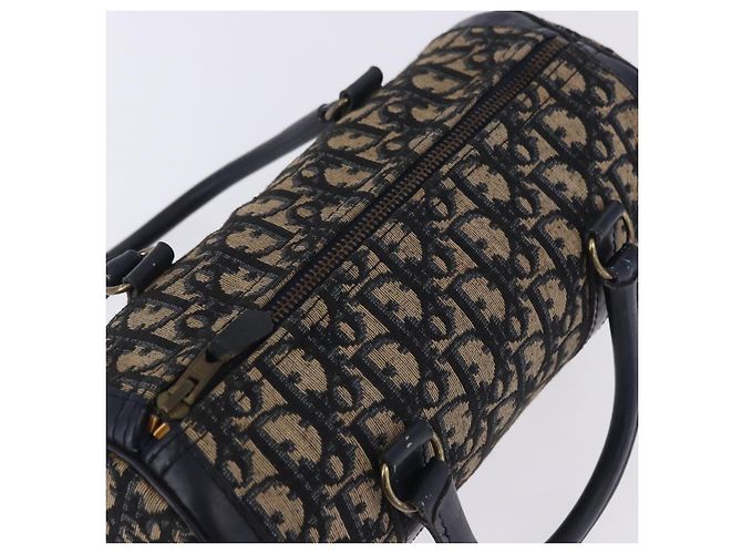 Borsa a mano Christian Dior Trotter Canvas Navy Gold Auth 203227 D'oro Blu navy - vista 14