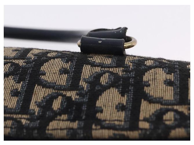 Borsa a mano Christian Dior Trotter Canvas Navy Gold Auth 203227 D'oro Blu navy - vista 18