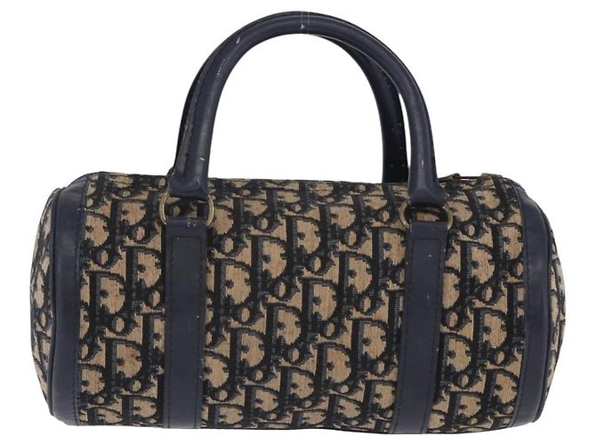 Borsa a mano Christian Dior Trotter Canvas Navy Gold Auth 203227 D'oro Blu navy - vista 2