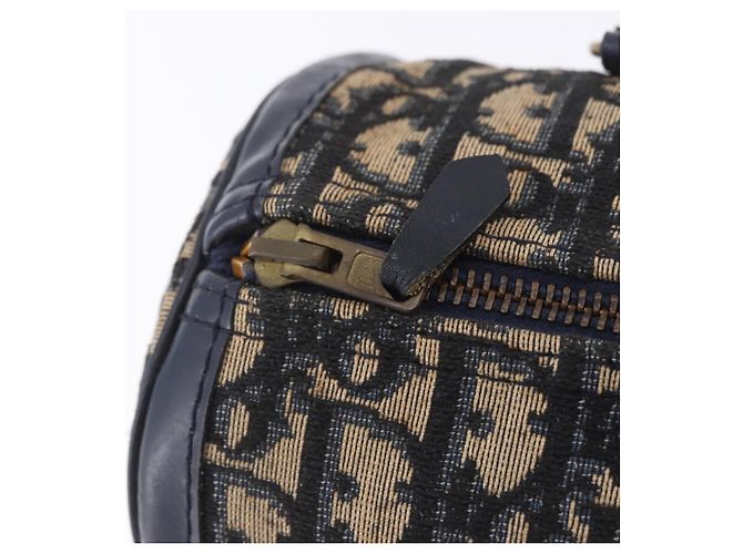 Borsa a mano Christian Dior Trotter Canvas Navy Gold Auth 203227 D'oro Blu navy - vista 23
