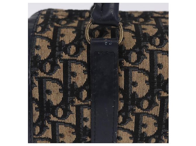 Borsa a mano Christian Dior Trotter Canvas Navy Gold Auth 203227 D'oro Blu navy - vista 3