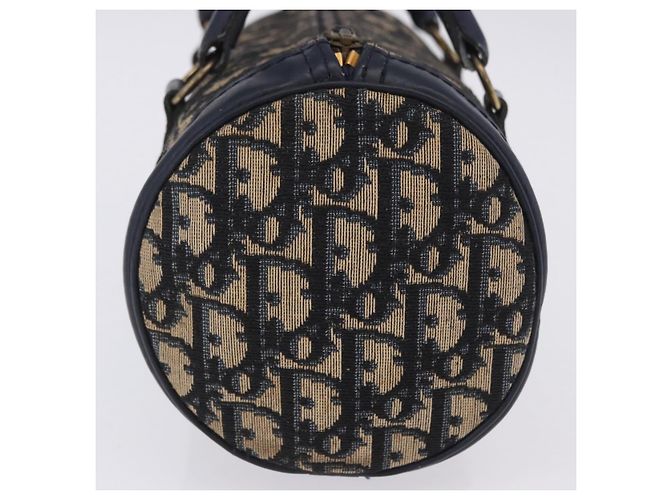 Borsa a mano Christian Dior Trotter Canvas Navy Gold Auth 203227 D'oro Blu navy - vista 6