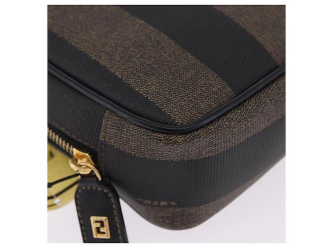 Pequin FENDI Pecan Clutch-Tasche aus PVC und Leder, braun und goldfarben, authentisch 203483V - Ansicht 15