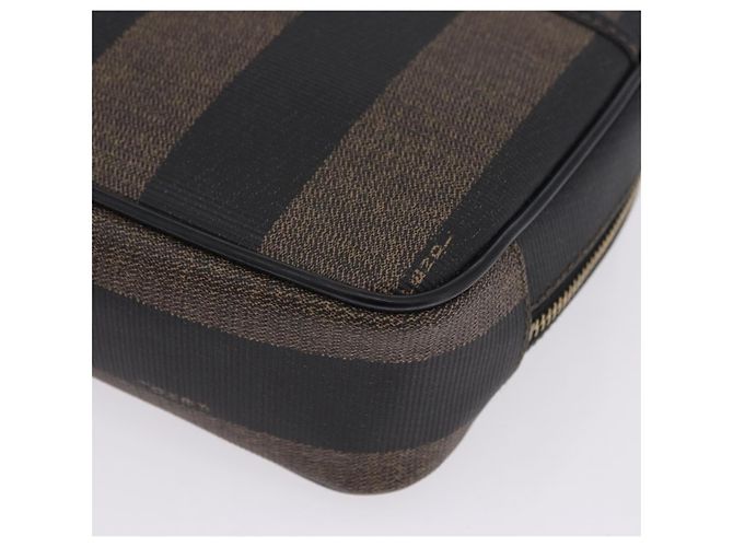 Pequin FENDI Pecan Clutch-Tasche aus PVC und Leder, braun und goldfarben, authentisch 203483V - Ansicht 16