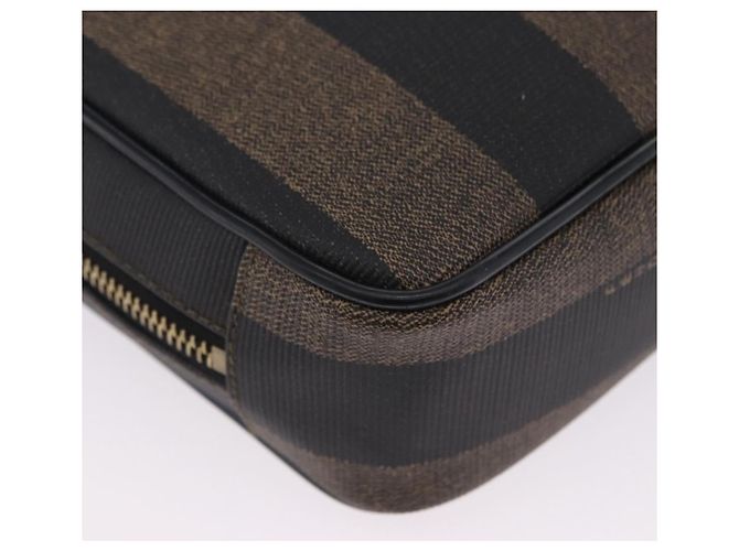 Pequin FENDI Pecan Clutch-Tasche aus PVC und Leder, braun und goldfarben, authentisch 203483V - Ansicht 17
