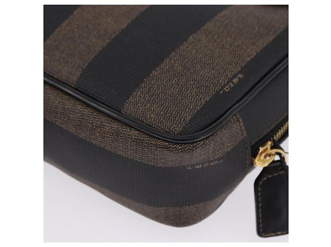Pequin FENDI Pecan Clutch-Tasche aus PVC und Leder, braun und goldfarben, authentisch 203483V - Ansicht 18