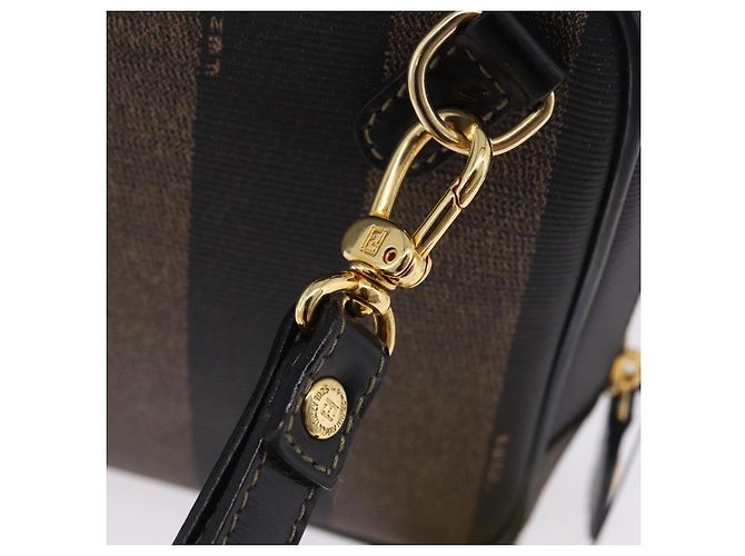Pequin FENDI Pecan Clutch-Tasche aus PVC und Leder, braun und goldfarben, authentisch 203483V - Ansicht 19
