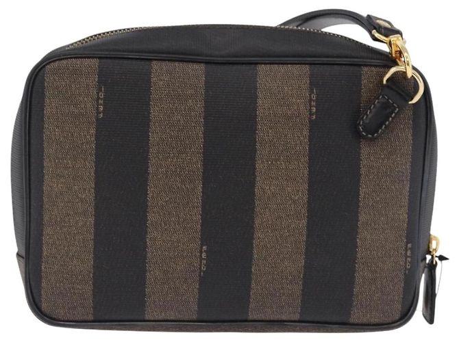 Pequin FENDI Pecan Clutch-Tasche aus PVC und Leder, braun und goldfarben, authentisch 203483V - Ansicht 2