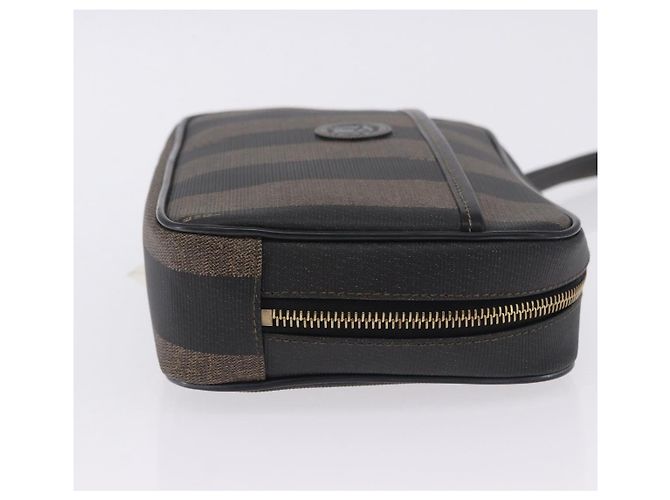 Pequin FENDI Pecan Clutch-Tasche aus PVC und Leder, braun und goldfarben, authentisch 203483V - Ansicht 3