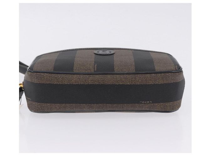Pequin FENDI Pecan Clutch-Tasche aus PVC und Leder, braun und goldfarben, authentisch 203483V - Ansicht 5