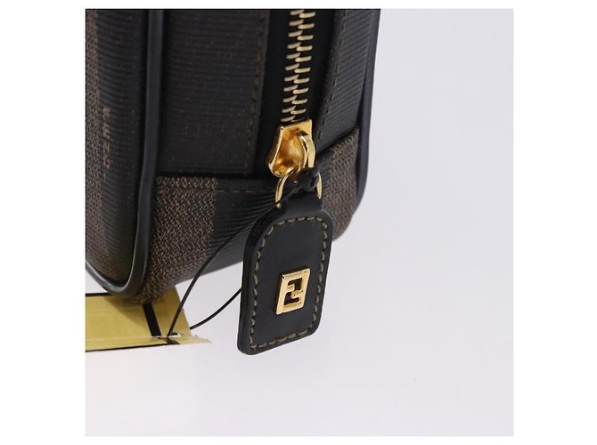 Pequin FENDI Pecan Clutch-Tasche aus PVC und Leder, braun und goldfarben, authentisch 203483V - Ansicht 8