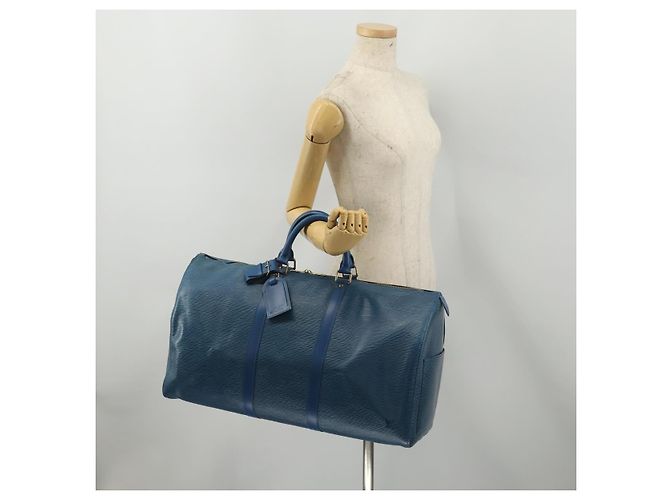 LOUIS VUITTON Epi Keepall 50 Boston Bag Blue M42965 LV Auth 197451A - vista 23