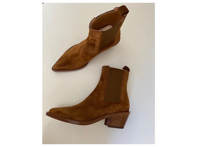 Gianvito Rossi Stivaletti in camoscio marrone - vista 3