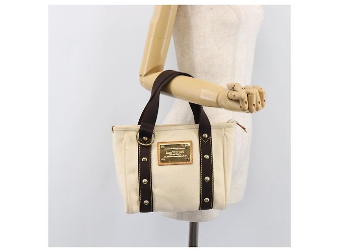Borsa a mano LOUIS VUITTON Antigua Cabas PM Black Beige M40039 LV Auth BA15712 Nero - vista 23