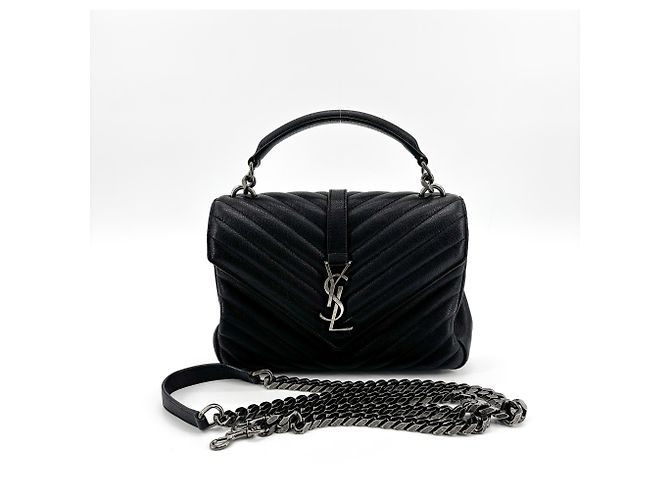 Autre Marque Saint Laurent Classic Monogram College Matelasse Chevron Leather Medium Nero - vista 2