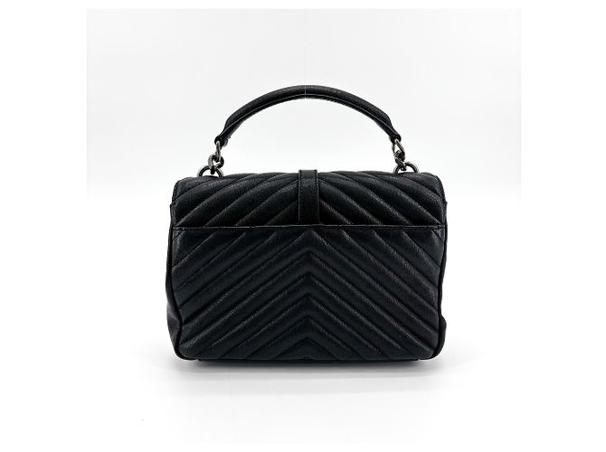 Autre Marque Saint Laurent Classic Monogram College Matelasse Chevron Leather Medium Nero - vista 3