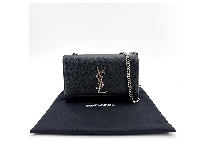 Autre Marque Saint Laurent Kate Crystal Embellished Patent Toy Nero - vista 2