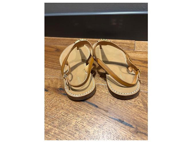 Céline Celine Sandali Triomphe in pelle Tan Marrone - vista 11
