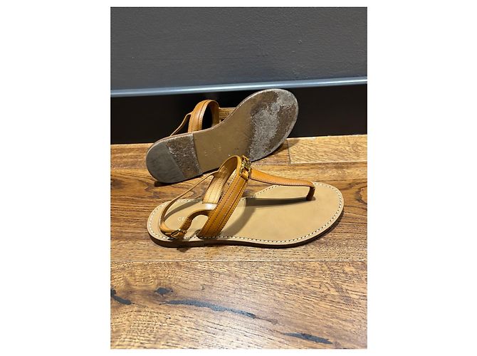 Céline Celine Sandali Triomphe in pelle Tan Marrone - vista 12