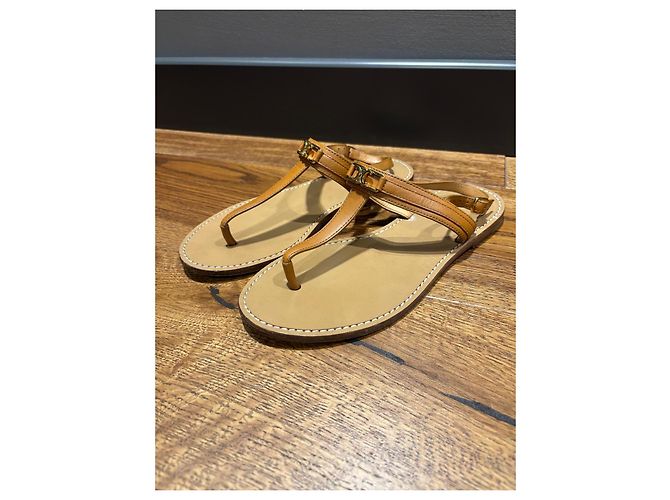 Céline Celine Sandali Triomphe in pelle Tan Marrone - vista 2