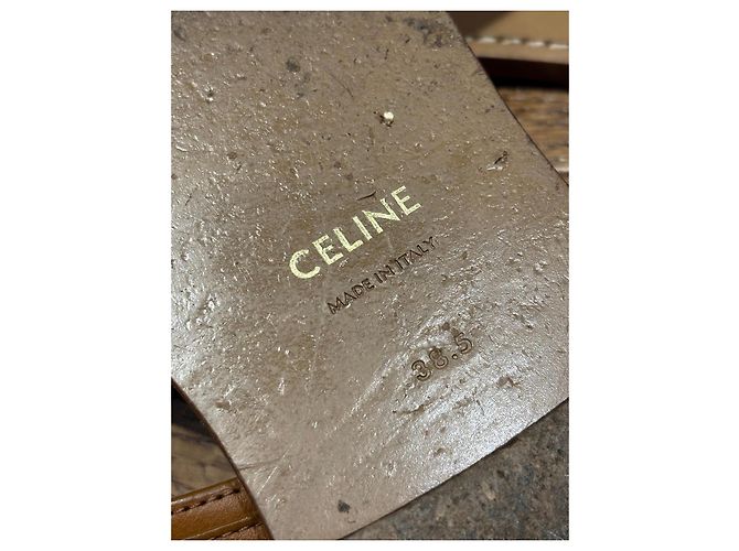 Céline Celine Sandali Triomphe in pelle Tan Marrone - vista 3