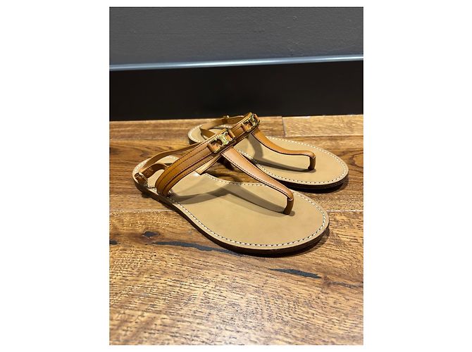 Céline Celine Sandali Triomphe in pelle Tan Marrone - vista 9