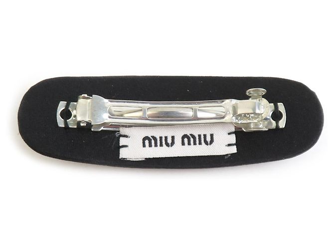 Fermi capelli Miu Miu in raso nero con strass - vista 5
