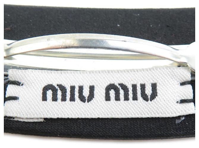 Fermi capelli Miu Miu in raso nero con strass - vista 7
