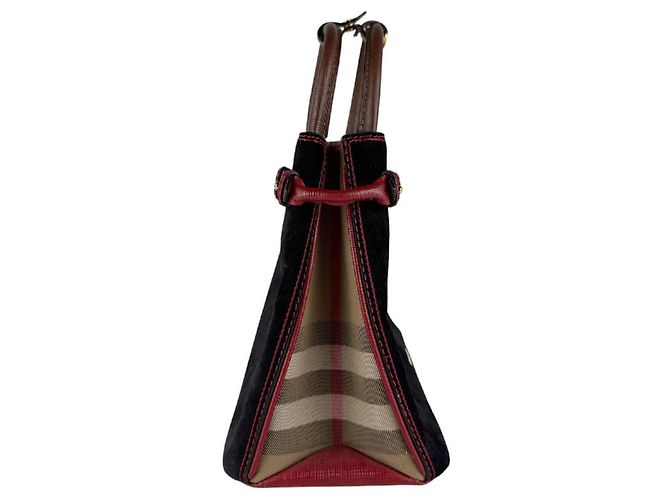 Burberry Handtasche aus Wildleder Braun Schwarz Rot - Ansicht 2