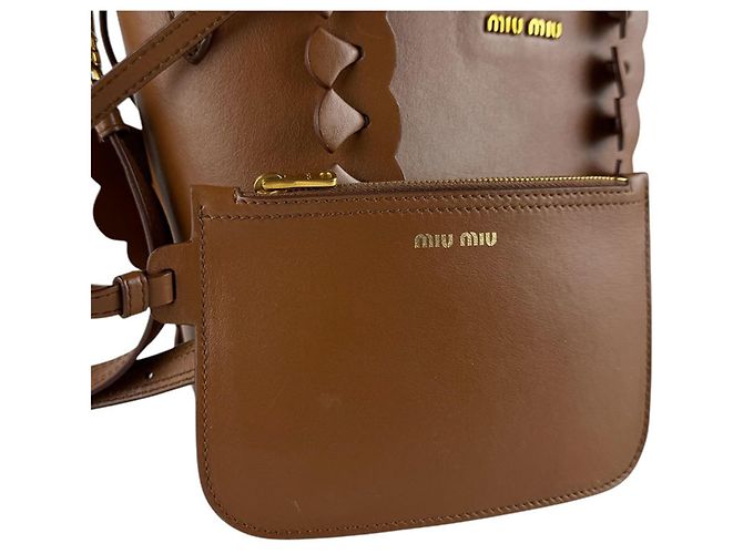 Borsa a mano/Borsa a tracolla in pelle Miu Miu Marrone - vista 13