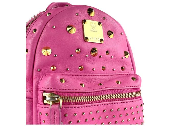 MCM Leather Backpack in Pink Gold Golden - view 11