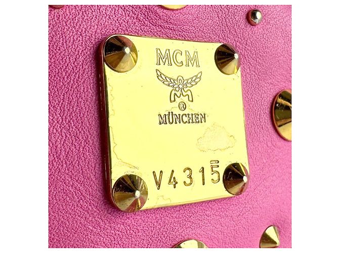 MCM Leather Backpack in Pink Gold Golden - view 12