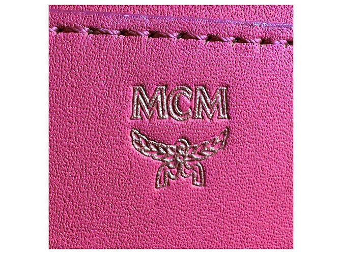 MCM Leather Backpack in Pink Gold Golden - view 13