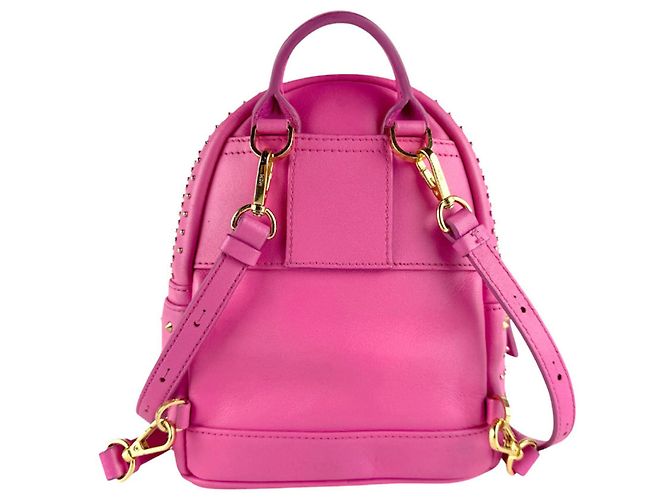 MCM Leather Backpack in Pink Gold Golden - view 3